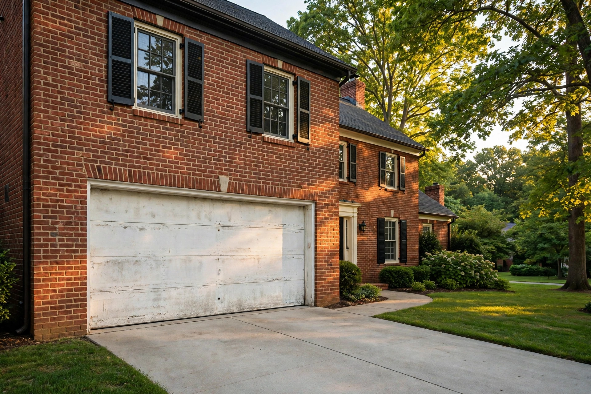 Before photo,  Carriage Style Garage Doors in Chapel Forge, by Bowie Garage Door Repair Company
