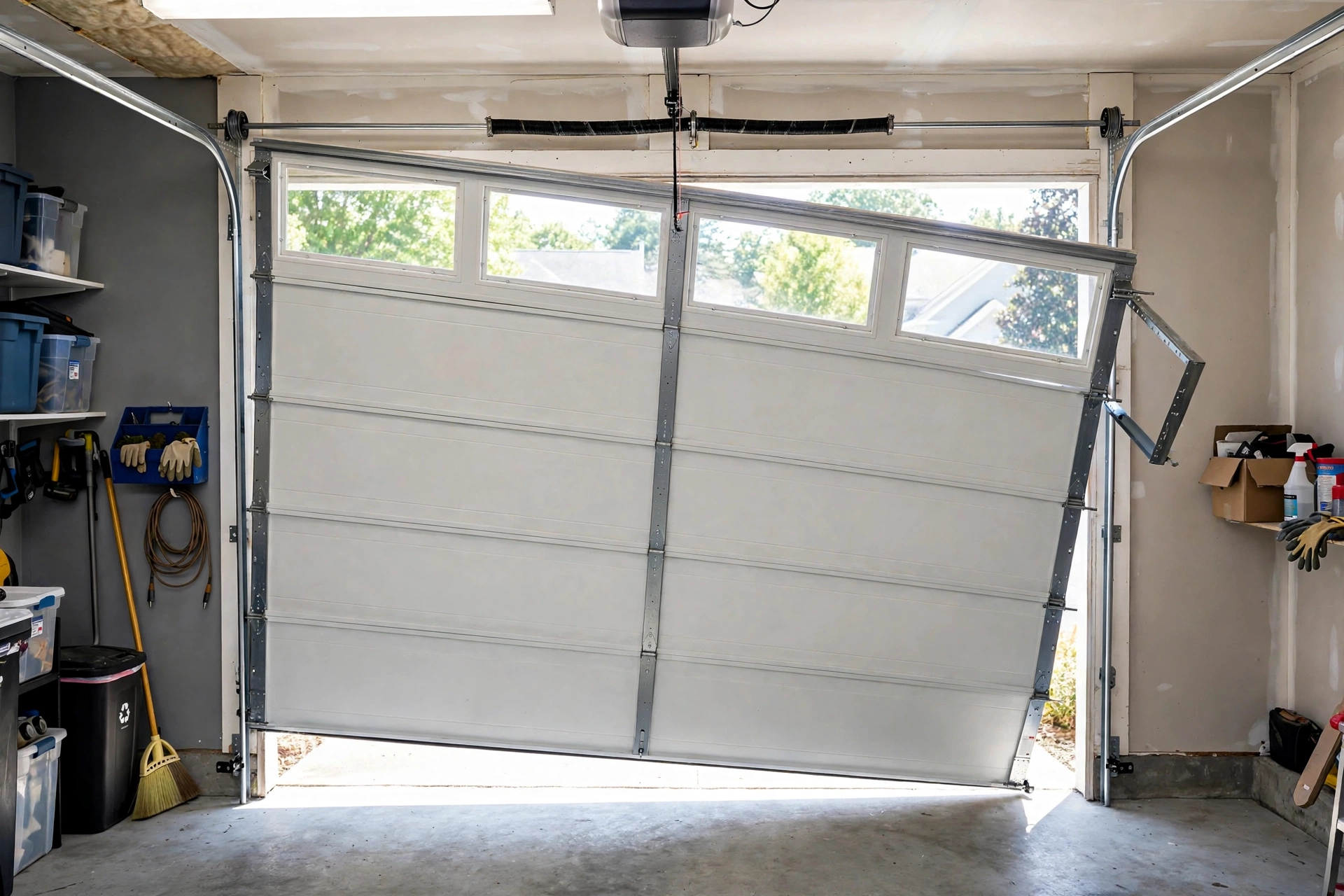Before photo,  Garage Door Off Track Repair in Kenhill, by Bowie Garage Door Repair Company