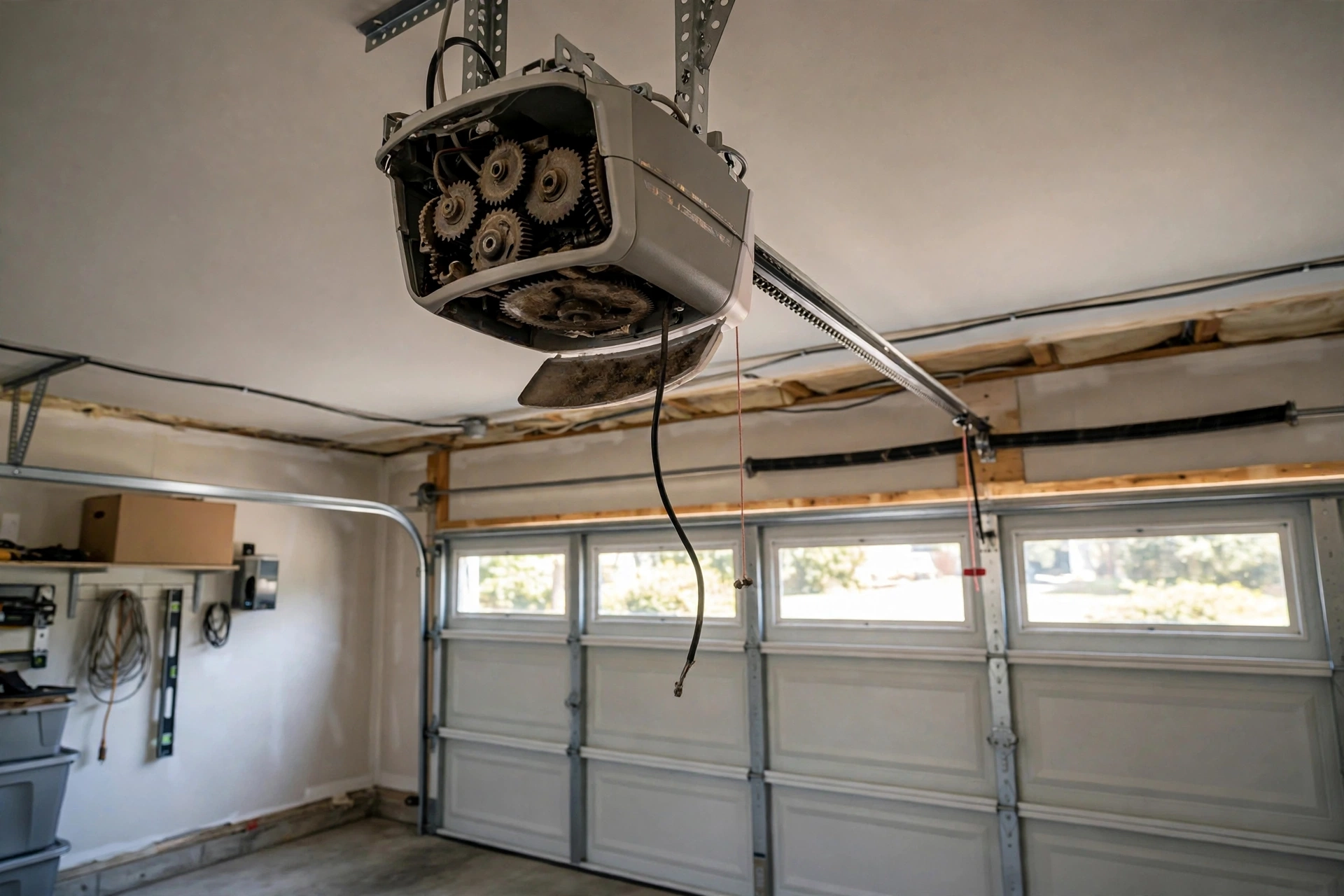 Before photo, Garage Door Opener Repair in Belair, by Bowie Garage Door Repair Company